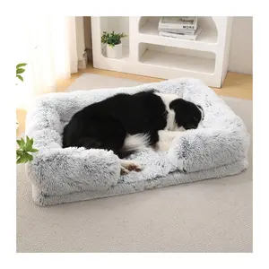 Queeneo Dropship Cute Sleeping Square Puppy Nest Long Plush Pet Cushion Portable Bask Pet Supply Sofa Mat Nest Non-slip Bottom