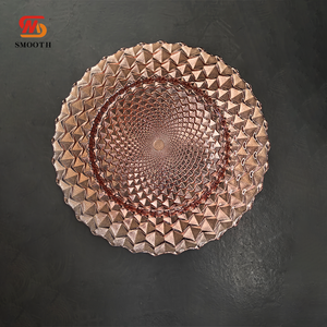 Nouvelle arrivée, décoration de table de banquet, assiette ronde en verre dorée rose, assiette à dîner pour les événements de mariage, les fêtes, les hôtels - Product Image 4