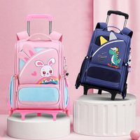 Sac à dos trolley convertible léger et grand format pour école primaire, unisexe, avec roues amovibles et motif de dessin animé, vente en gros