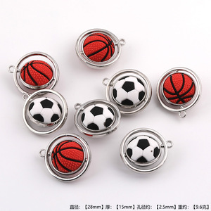 Pendentif rotatif en forme de ballon de football et de basket-ball en alliage de zinc, accessoire de bijoux DIY, breloque unisexe pour la fabrication de colliers - Product Image 5