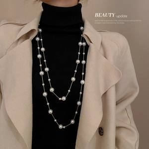 Nouveau collier double couche en perles artificielles pour femmes, collier superposé, mode exquise transfrontalière, chaîne en bambou sportive, luxe léger - Product Image 5
