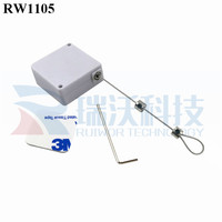 RUIWOR RW1105 Enrouleur de Cordon Carré Rétractable avec Boucle Lasso Réglable par Clé Allen à Verrouillage Métallique pour la Sécurité des Présentoirs de Bijoux