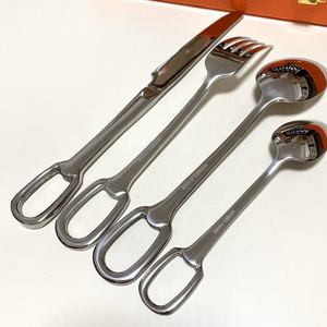 Ensemble de couverts en acier inoxydable 304 de style européen, personnalisé, très vendu, en argent, avec bagues décoratives - Product Image 2