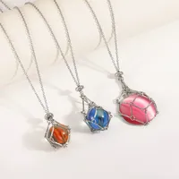 Vente en gros Collier porte-pierre en cristal réglable Chaîne de collier pendentif en cristal vide avec cage en acier inoxydable pour bijoux DIY