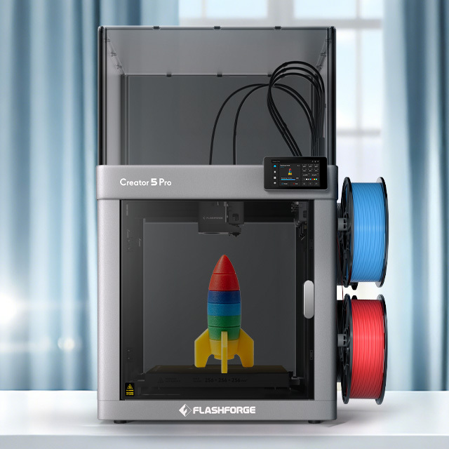 Flashforge Creator 5 Pro Multi-Color 4 Tool Head 3D Printer Enclosed Fast Print CoreXY Multi Material FDM 3D Printer