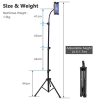Support de tablette et de smartphone en métal extensible, compatible iPad, support de bureau réglable en hauteur, pliable et flexible