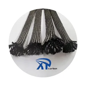 activated carbon fiber 2023 40mm wire protection carbon fiber sleeve braided ovan mesh cable sleeve 20mm