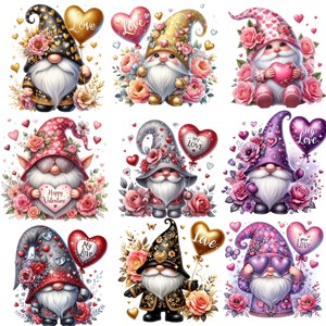 Autocollants vintage faits à la main créatifs pour la Saint-Valentin Gnome elfe arc-en-ciel étoile elfe autocollants décoratifs pour carnet de notes autocollants vintage - Product Image 1