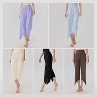 Pantalon de yoga ample mi-mollet effet nuage pour femme, taille haute, respirant, en Spandex/Nylon, tombé fluide, style coréen, pour la danse