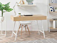 Table d'ordinateur minimaliste et moderne en métal avec 2 tiroirs de rangement pour les espaces de travail.