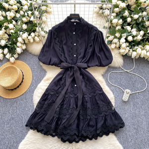 Abito da donna in pizzo alla francese, alla moda, che avvolge la vita, dal <span class=keywords><strong>look</strong></span> snellente ed elegante. Gonna a forma di A. - Product Image 5