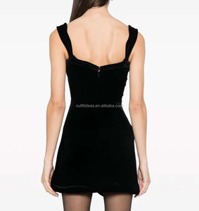 Elegance Unique Velvet Sweetheart Neck Sin mangas Romántico Minivestido de lujo Vestido de cóctel <span class=keywords><strong>para</strong></span> niña Mini vestido de terciopelo asimétrico - Product Image 5