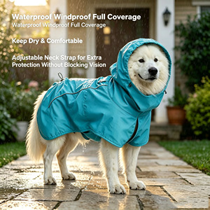 Veste imperméable à capuche pour chien, avec réflecteur coupe-vent, pour chiens de grande et petite taille, couverture complète, vêtements d'extérieur - Product Image 2