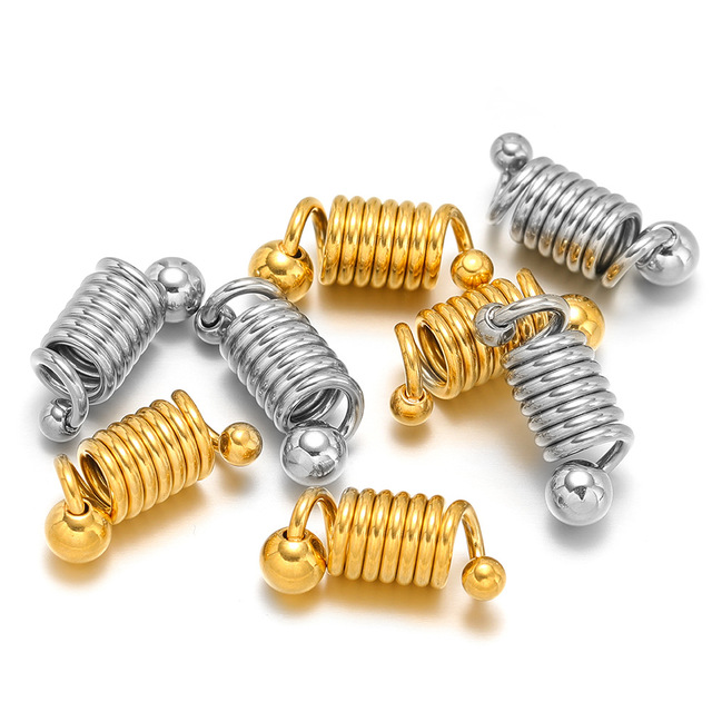Spring Tube Clasp | 18K PVD Gold Plated Stainless Steel Barrel Connector for DIY Necklace Bracelet Jewelry Making Findings