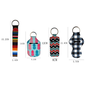 Neoprene Women Keychain Set with Wristlet Chapstick <b>Holders</b> Hand Sanitizer <b>Holder</b> Self-defence Keychain - Product Image 6
