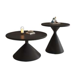 Cream Colored Solid Wood <b>Coffee</b> <b>Table</b> <b>Round</b> Minimalist Modern <b>Small</b> Living Room Side <b>Table</b> - Product Image 5