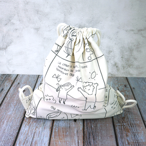 Bolsa con cordón blanca de lona de algodón orgánico ecológico de doble cuerda al por mayor con logotipo - Product Image 3
