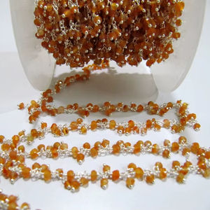 Rondelle de cornaline naturelle à facettes en fil de fer perlé enroulé chaîne de grappe pendante fabrication de bijoux chaîne de pierres précieuses vendu par pied - Product Image 1