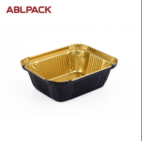 Contenants de boulangerie rectangulaires en aluminium coloré à parois lisses, avec couvercle en PP jetable et recyclable, 700 ml, pour emballage alimentaire à emporter