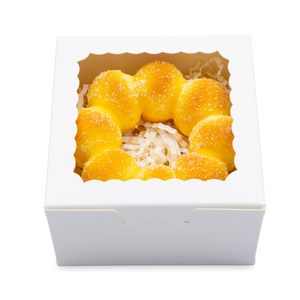 Tùy chỉnh đơn giản phổ Trắng Kraft Giấy Bánh carton tái chế vật liệu buổi chiều Trà tráng miệng bánh mì Takeaway bao bì hộp cho - Product Image 3