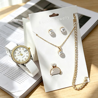 Ensemble de montres pour femmes, coffret cadeau tendance, montre-bracelet à quartz, cadran rond de 30 mm, calendrier, strass, bijoux, vente en gros