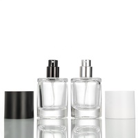 Flacon de parfum en verre vide, cylindrique court, 50 ml, 100 ml, avec couvercle, transparent, impression sérigraphique, pulvérisateur à pompe, logo personnalisé Wx-53