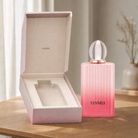 Flacon de parfum en verre rectangulaire de 100 ml, dégradé rose, givré, conteneur cosmétique, emballage décoratif