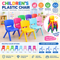 Chaises empilables pour enfants, sièges en plastique peu encombrants pour salles de classe avec trois hauteurs de siège fixes pour garderies et crèches