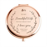 Miroir compact en métal moderne gravé sur mesure, cadeau de mariage personnalisé, miroir de maquillage pour demoiselle d'honneur avec nom, monogramme, date, logo