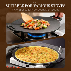 Sartén Multifunción <span class=keywords><strong>para</strong></span> Pizza y Crepas, Wok de Hierro Fundido Pre-Sazonado, Sartén Grande <span class=keywords><strong>para</strong></span> Exteriores, Parrilla <span class=keywords><strong>para</strong></span> Asar - Product Image 4