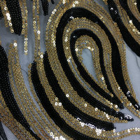 Tissu de broderie en tulle à paillettes bicolore de haute qualité en polyester noir à la mode de 3 mm
