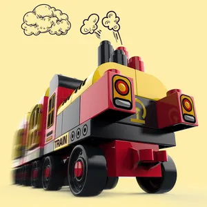 High Quality DIY Plastic Block Educational Colorful Bricks Building Blocks Train Station Construction Child Toys