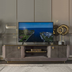 Unidad de TV Italiana Moderna de lujo, muebles de sala de estar contemporáneos de madera y mármol, soporte de TV/gabinete para uso comercial - Product Image 3