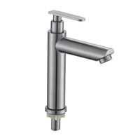 Robinet de lavabo de salle de bain de luxe moderne en acier inoxydable doré brossé, à montage sur plan, monotrou, à levier unique, avec bec haut, type colonne
