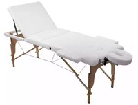 Lit de massage en bois portable confortable en gros d'usine Design moderne en cuir PVC avec lit en bois pliable en métal