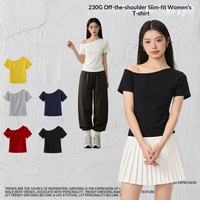Nouveau T-shirt asymétrique court et décontracté à épaules dénudées pour femme – Top court d'été basique pour le quotidien