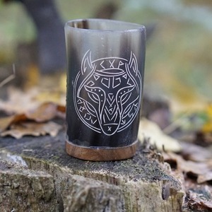 Cuerno para Beber Natural con Correa de Cuero Cosida, Soporte para Colgar, Sin Olor, a Prueba de Fugas, Cuerno Vikingo Personalizado - Product Image 1