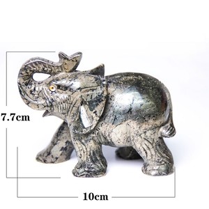 Estatuas de elefante de <span class=keywords><strong>pirita</strong></span> de 4 pulgadas, piedra tallada a mano de fábrica China, para adorno del hogar - Product Image 3