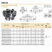 Haute efficacité 75 °   Fraiseuse à face FME75R CNC, porte-fraise à face indexable avec 8 lames de coupe pour SNMX1206