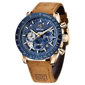 Relojes Benyar 5120 para Hombre, Nuevo Reloj de Pulsera de Cuarzo con Correa de Cuero y Acero Inoxidable, Estilo Casual y de Negocios, Modelo 5120 - Product Image 3