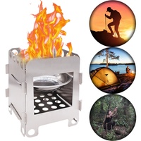 Accessoires de randonnée, plateau à alcool pour la cuisine, réchaud à bois portable en acier inoxydable avec étui de transport pour le camping en plein air