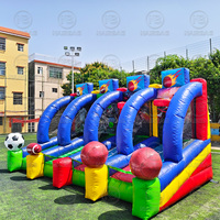 Jeu gonflable commercial 4 en 1 pour carnaval, sports interactifs, jeu gonflable Connect 4, tir au basket-ball, jeu de quatre à vendre