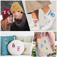 Patchs brodés thermocollants Little Monster & Rainbow Cartoon pour vêtements, sacs et ordinateurs de couple
