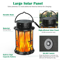 OVO-048 Solar-Palastlaterne Flammen-Amberlicht LED 2 Modi Zum Aufhängen oder Aufstellen IP65 Wasserdicht für Garten- und Terrassendekoration