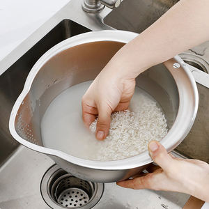 Ensemble de passoires multifonctionnelles en acier inoxydable 0.6 de 304mm pour aliments sur pied, riz, légumes et fruits. - Product Image 3