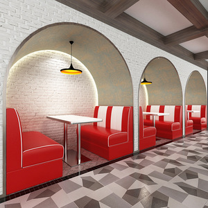 Cổ Điển Mỹ phong cách cafe bàn ghế màu Đỏ ghế ăn gỗ rắn giữ dầu sáp da Nhà hàng thương mại đồ nội thất - Product Image 1