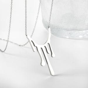 Collier Pendentif Femme en Acier Inoxydable Plaqué Or 18 carats, Forme Goutte de Cire Irrégulière, Étanche et Personnalisable - Product Image 4