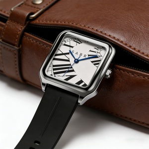 Men's Arabic Numeral Quartz Watch Rectangle Stainless Steel Alloy <b>Acrylic</b> Silicone Band Water Resistant 30M Business Watch - Product Image 6