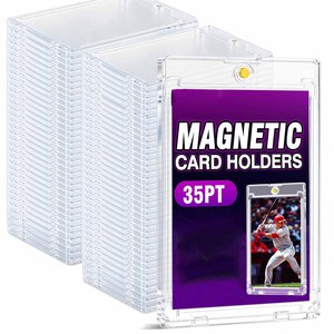 Porta Tarjetas Magnéticas Ultra Delgado Transparente de un Toque, Protección UV, Porta Tarjetas de Plástico Duro para Deportes, Coleccionismo y Intercambio - Product Image 1