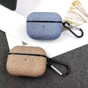 เคสพีซี+พียูเนื้อผ้าลายทแยงสำหรับแอร์พอด 1 2 โปร 3 4 โปร 2,ฝาครอบป้องกันพร้อมคาราบิเนอร์ - Product Image 3